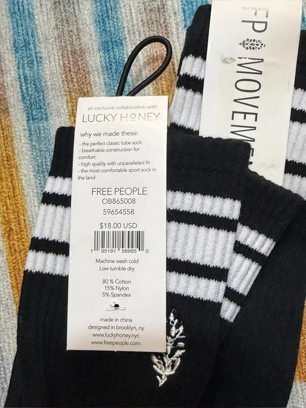 Free people black logo socks 2 pairs NWT